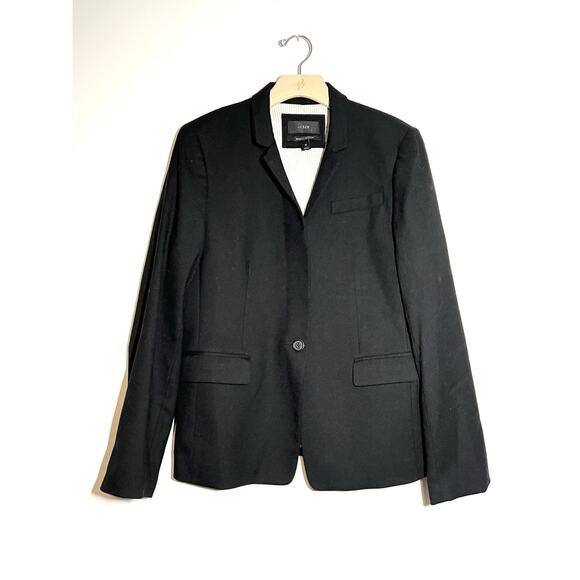 J Crew Women's EUC Black Wool Flannel Regent Blazer Feminine Fitted Jacket 12 - Picture 4 of 8